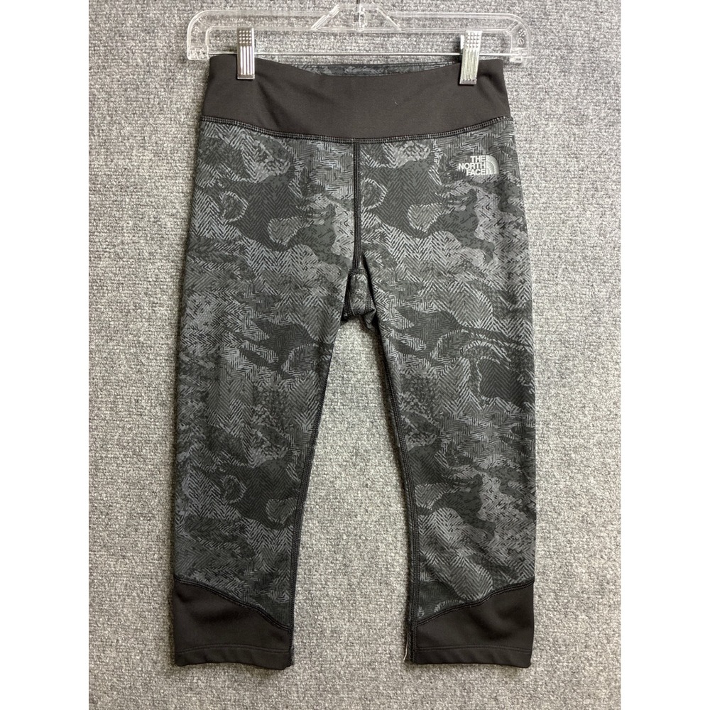 The North Face FlashDry Womens Camo Herringbone Cropped Leggings Grey Black S